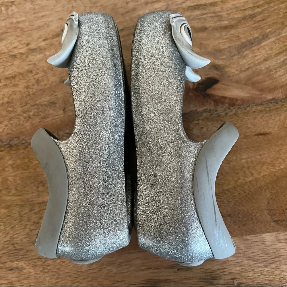 Mini Melissa Toddler Silver Glitter Cat Shoes Size 7